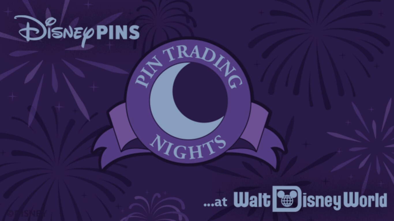 An icon for Pin Trading Nights at Walt Disney World Resort with the logo for Disney Pins in the corner