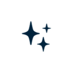 Un ícono de tres estrellas brillantes que representan las áreas temáticas