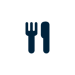Un ícono de un tenedor y un cuchillo que representa a los Restaurantes