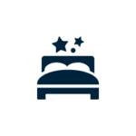 Un ícono de una cama y tres estrellas que representan el Hospedaje