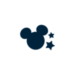 Un ícono de la cabeza de Mickey y dos estrellas que representan a los Clubes Infantiles