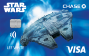 Chase Visa card featuring Millennium Falcon designs