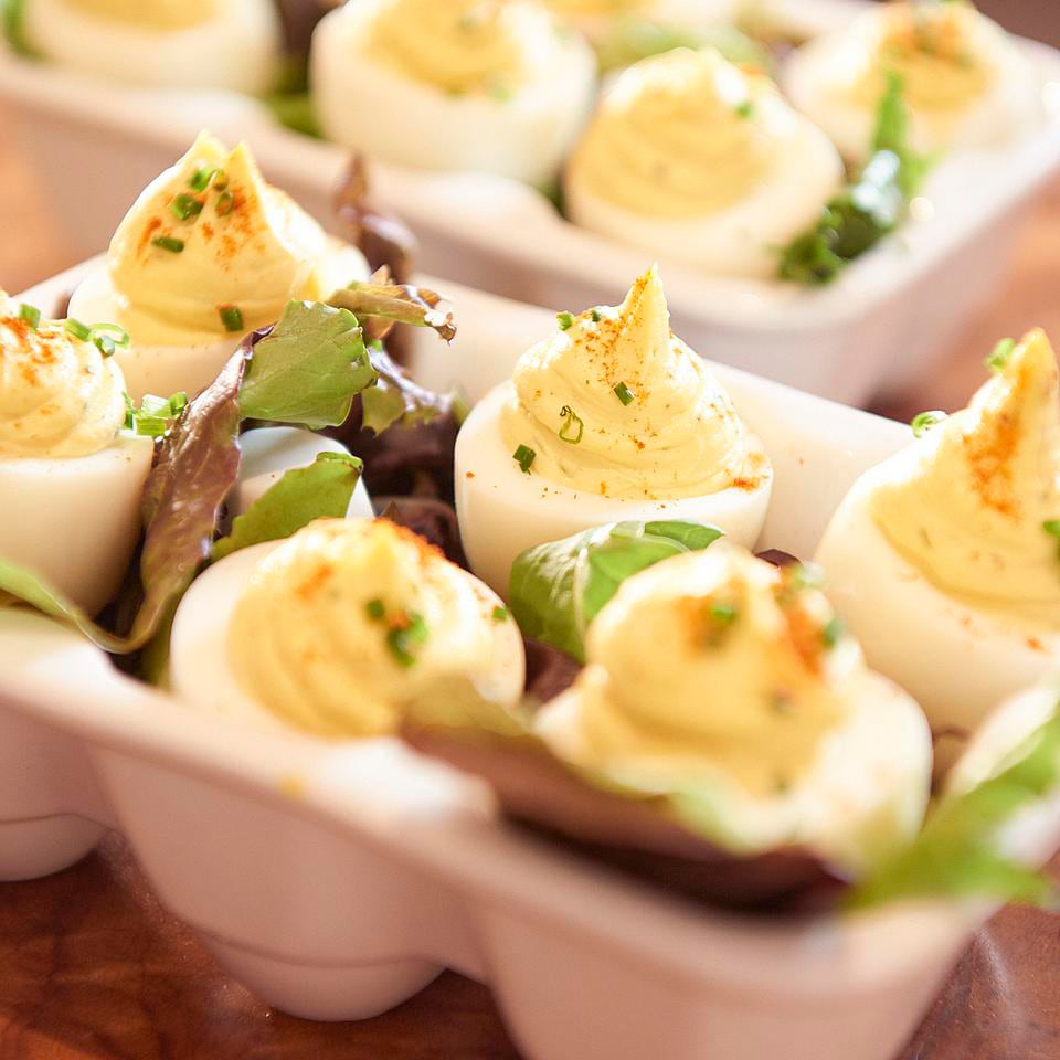 Discover a mighty fine selection of mouth-watering starters sure to please just about anyone’s palate. slide 32 of 7 Church Lady Deviled Eggs