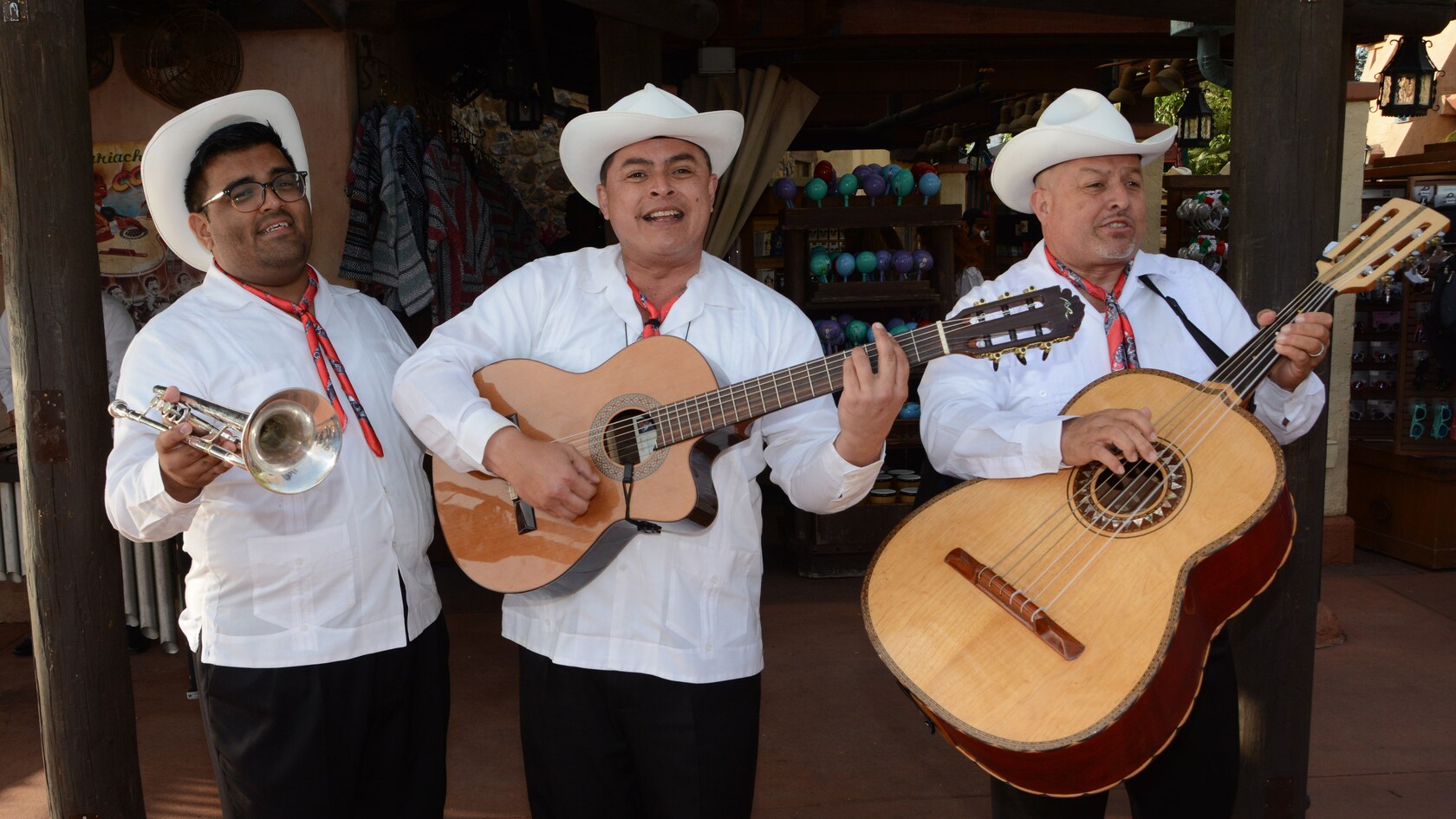 A performing band of three musicians 