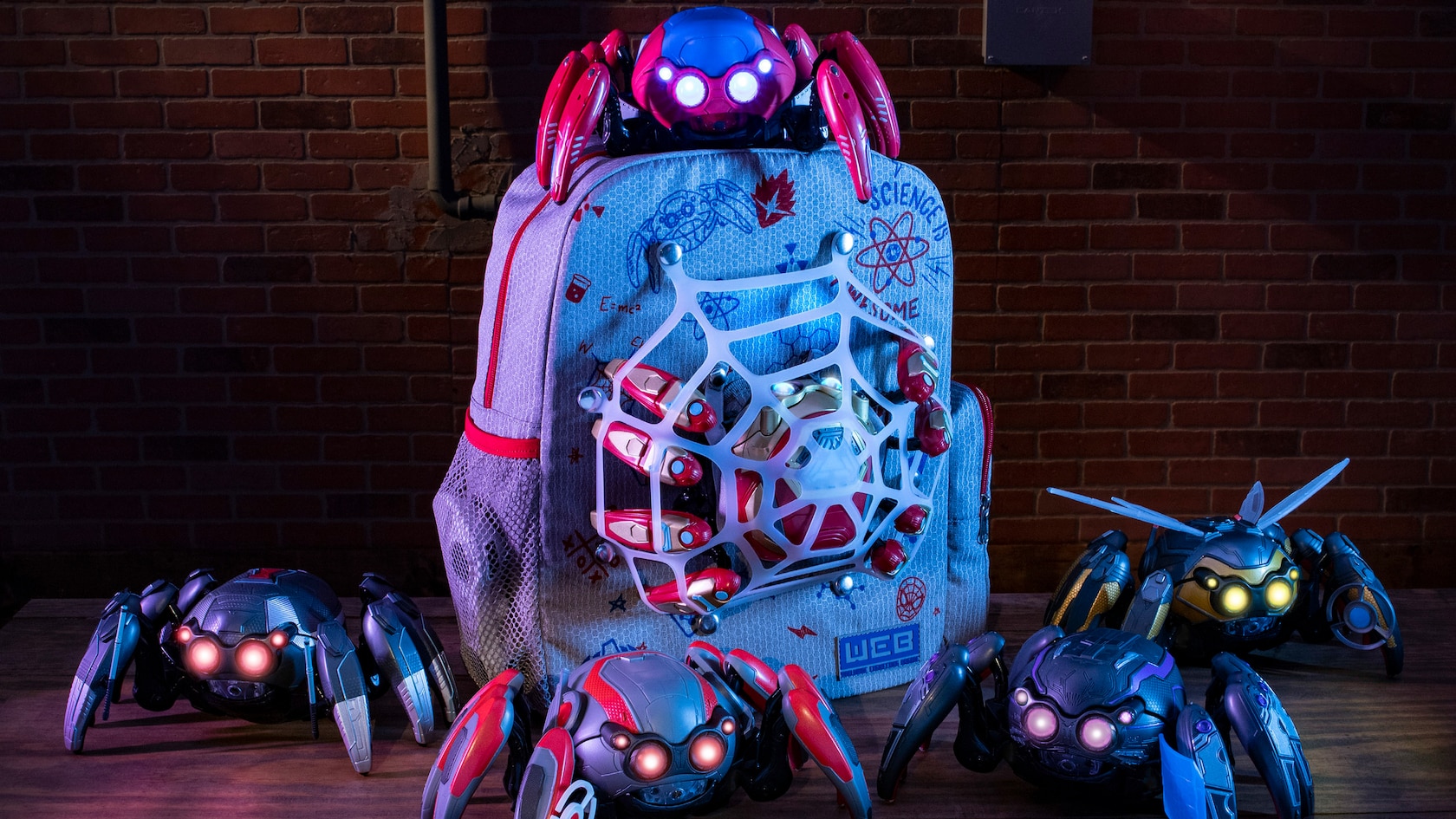 A photo of a WEB-enhanced backpack and Spider-Bots