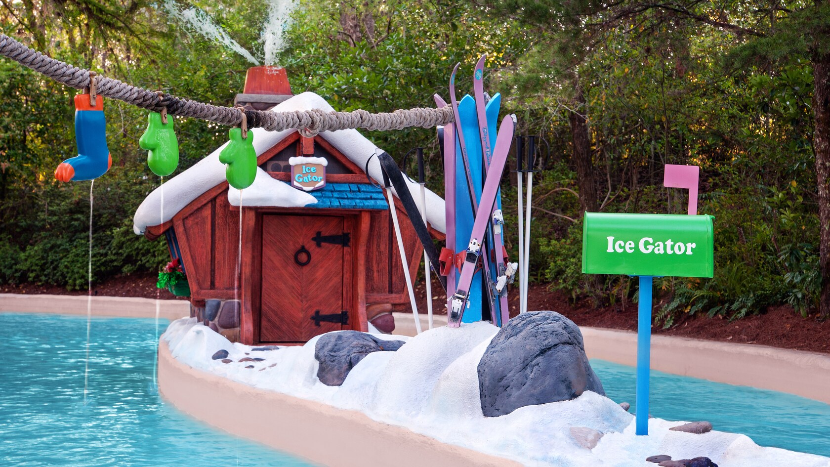 The house of Ice Gator, the mascot of Disney's Blizzard Beach, on Cross Country Creek