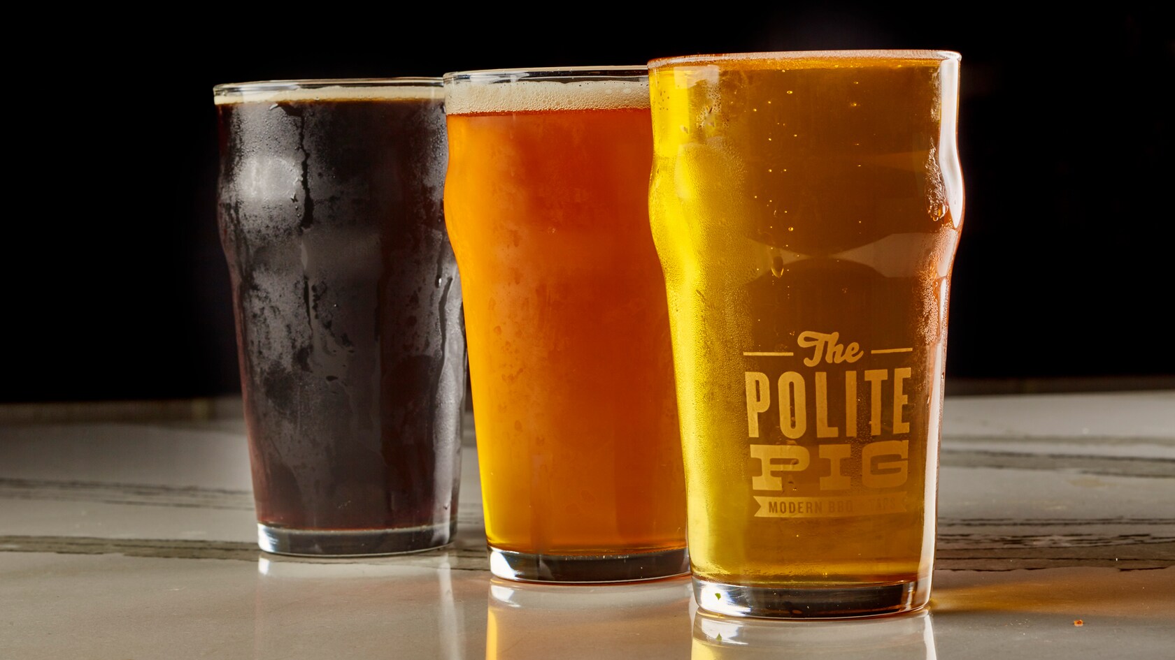 Three glasses of draft beer