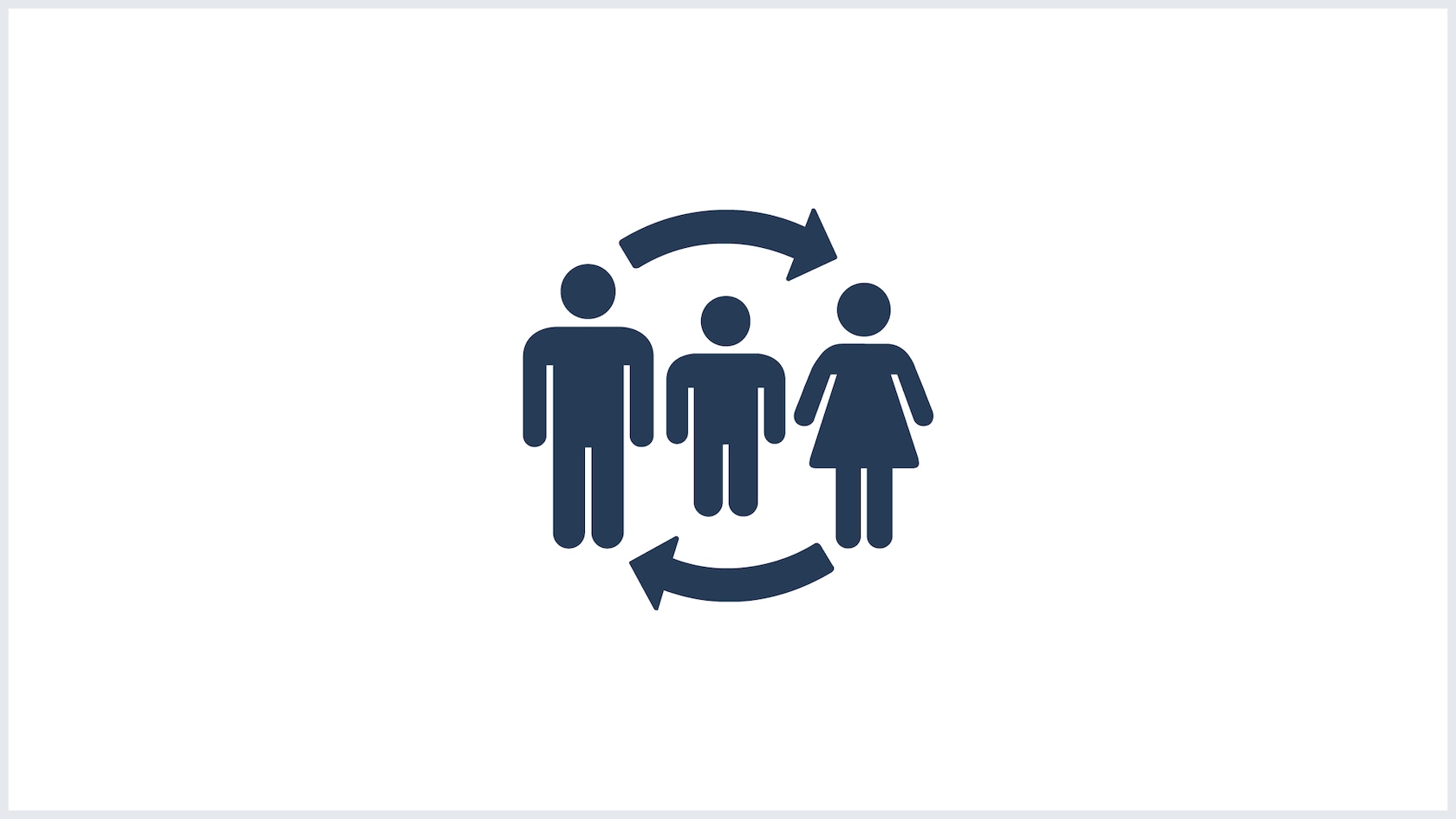 An icon of parents and their child, symbolizing rider swap