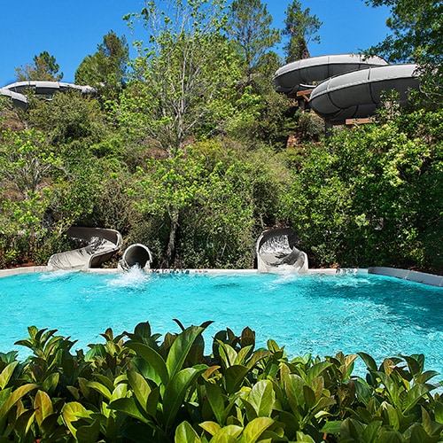 The splashdown pool that serves all 3 of Runoff Rapids' waterslides