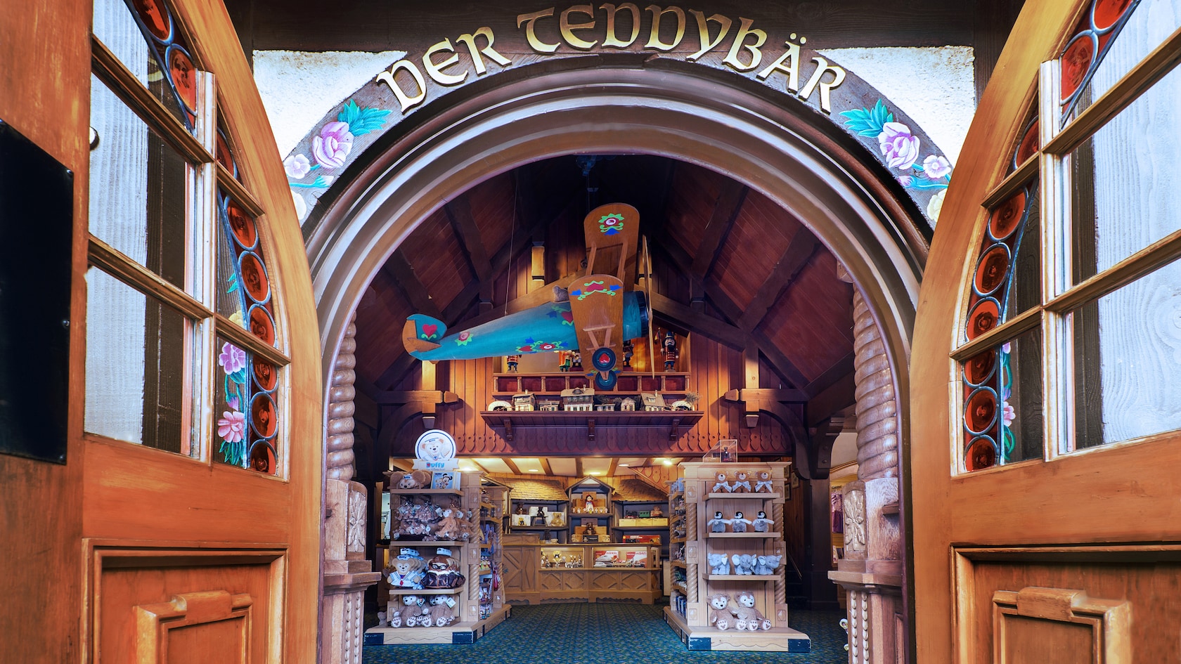 Entrance of Der Teddybär toy shop in the Germany Pavilion at Epcot
