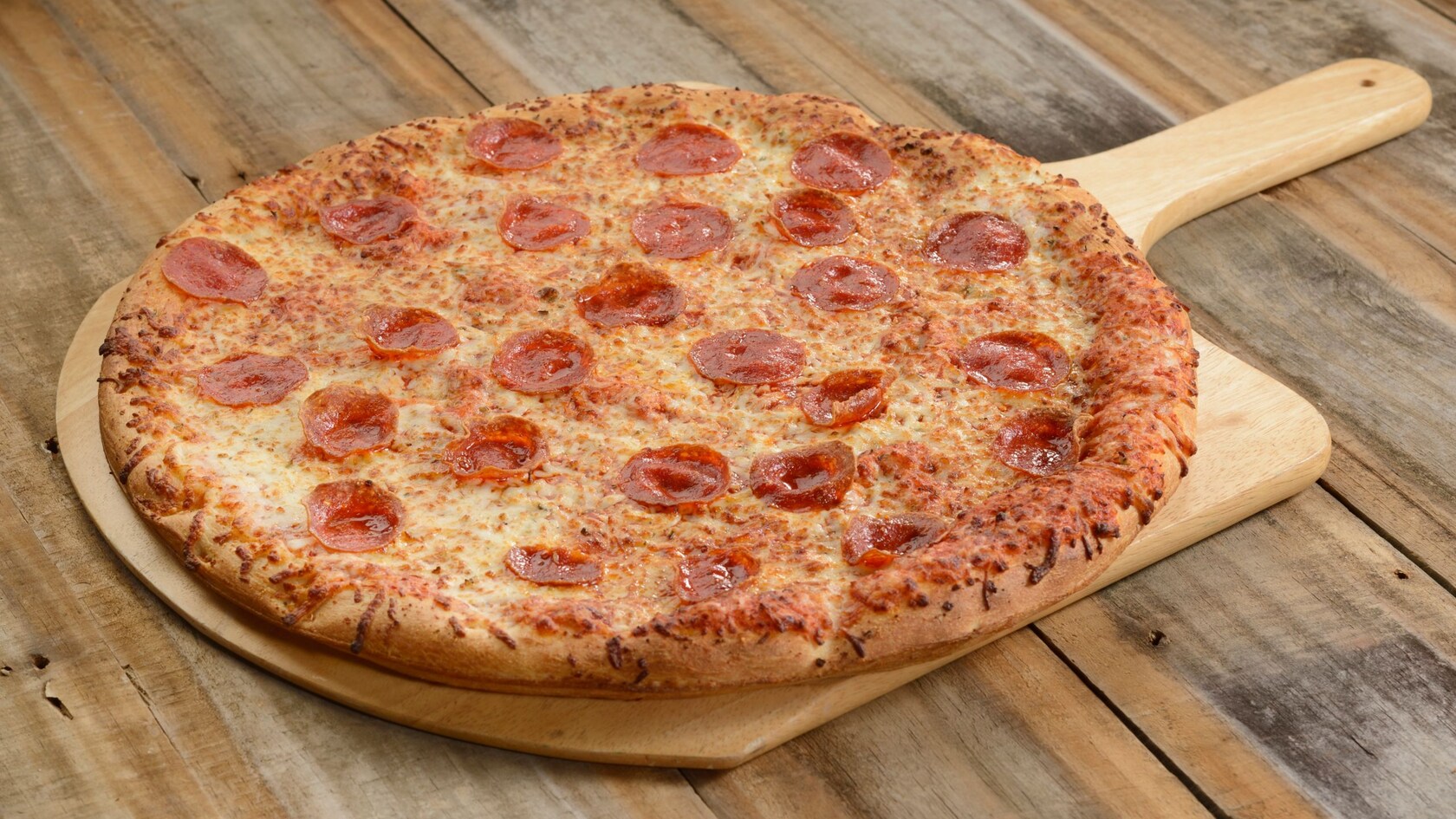 A large pepperoni pizza
