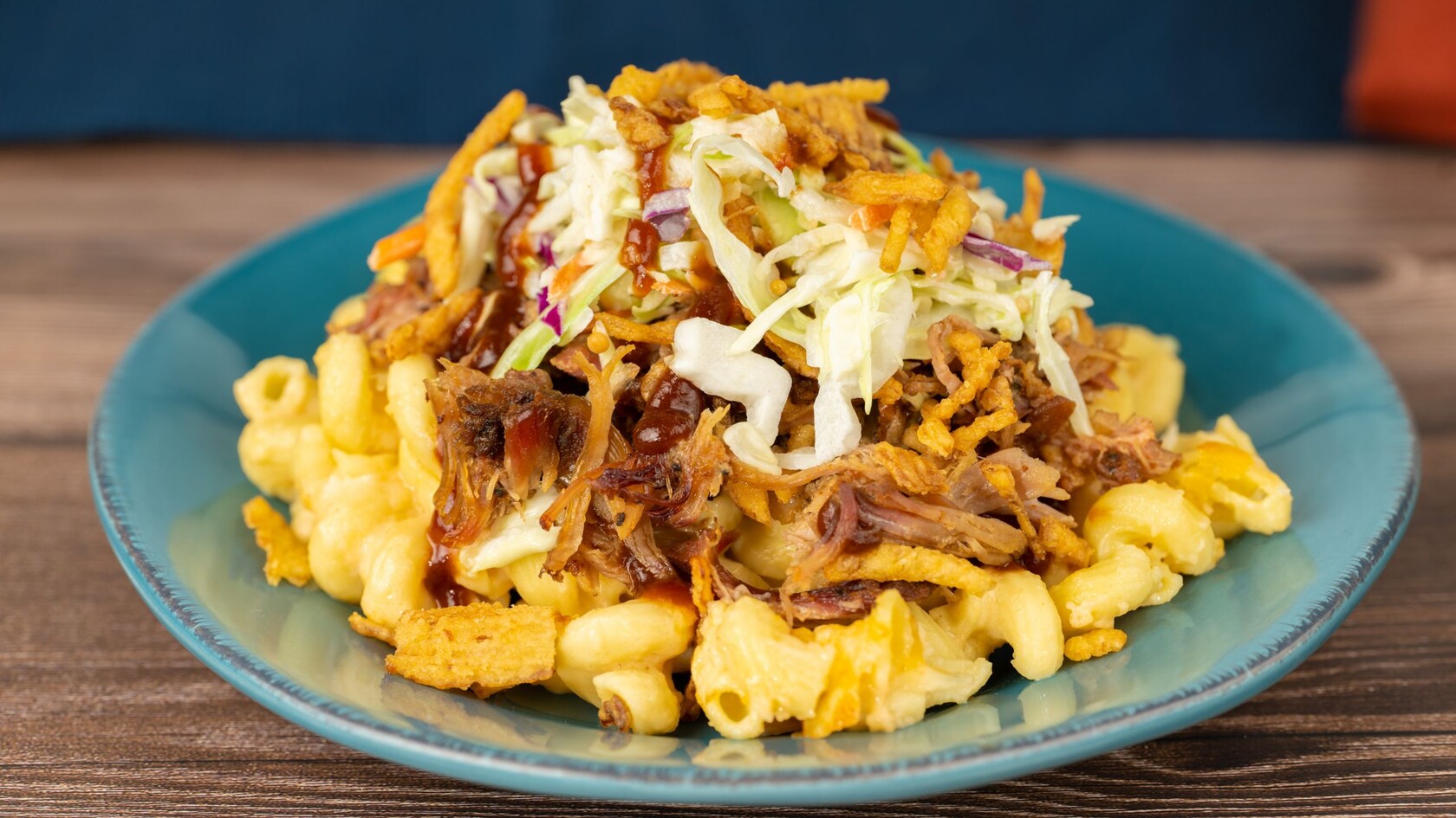 Baked Macaroni & Cheese with Pulled Pork from Flame Tree Barbecue