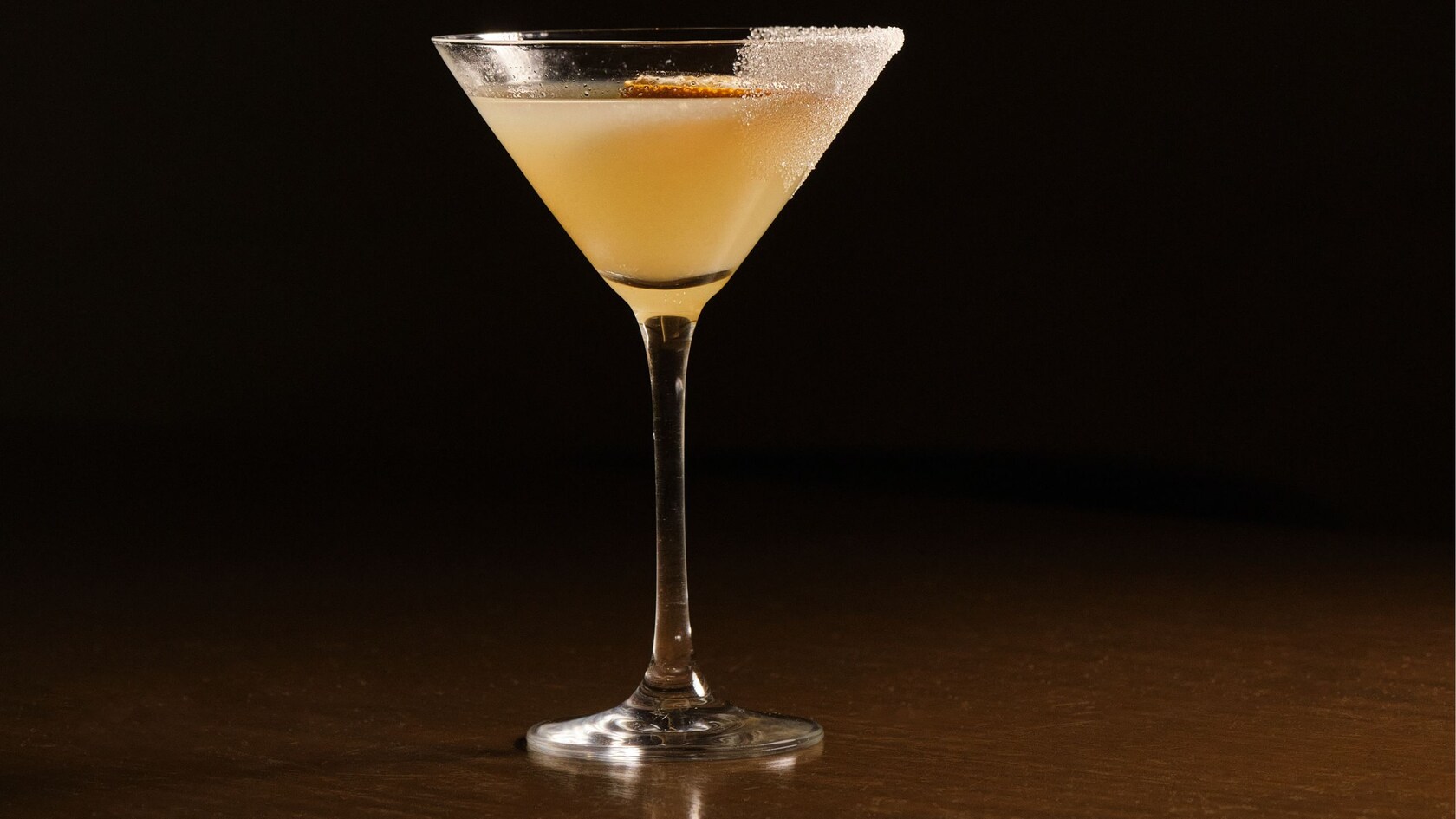 A cocktail in a martini glass