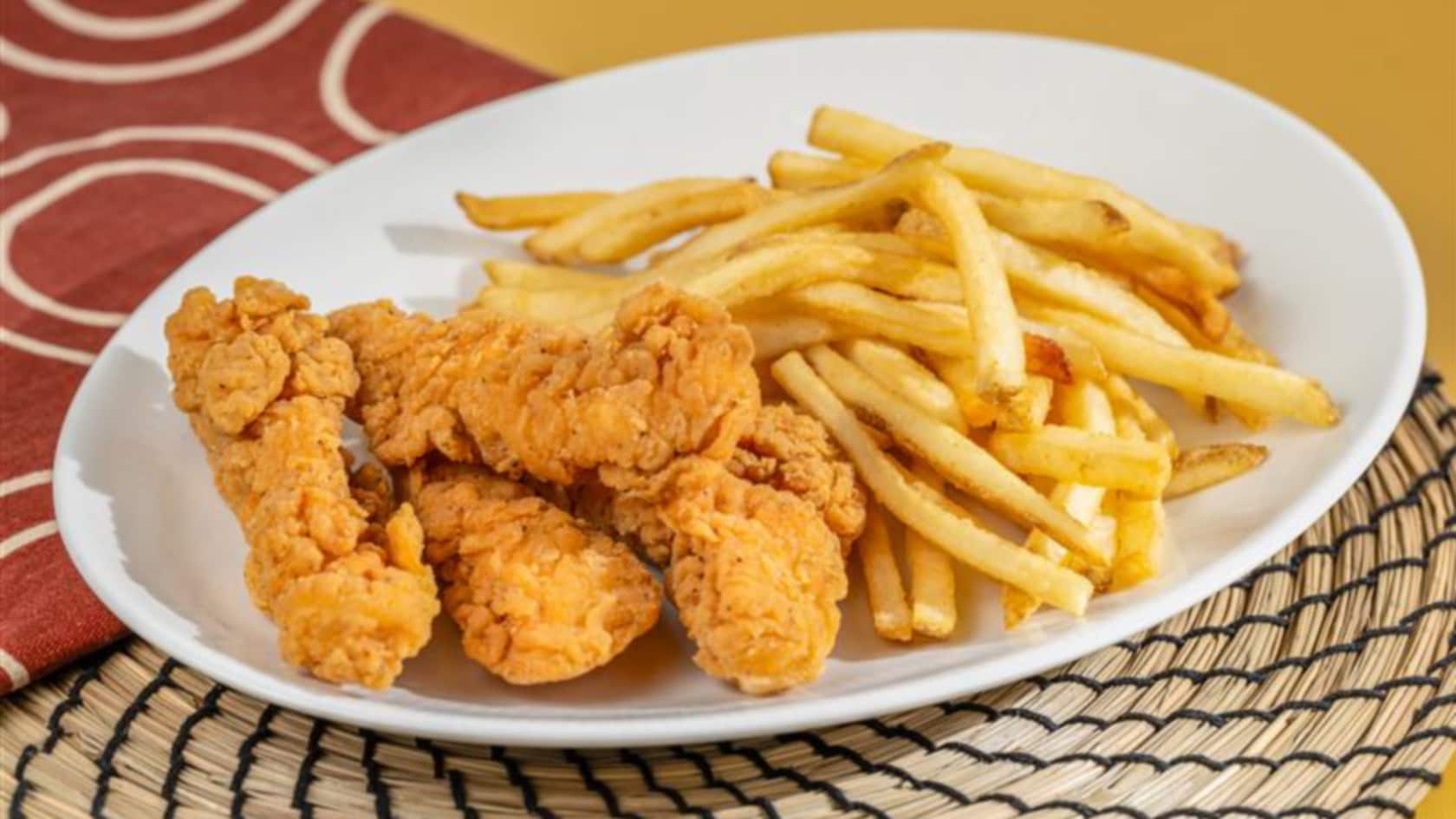Chicken Strips with fries from Harambe Market at Disney’s Animal Kingdom theme park