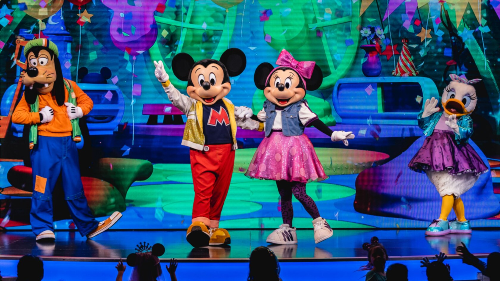 Goofy, Mickey Mouse, Minnie Mouse and Daisy Duck on stage during Disney Jr. Mickey Mouse Clubhouse Live!