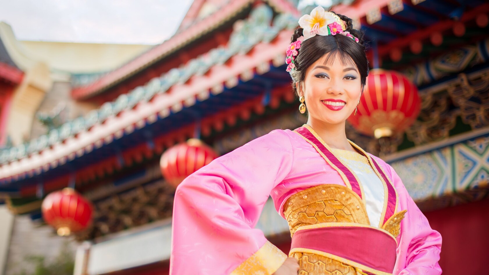 Mulan smiling while standing at the China Pavilion