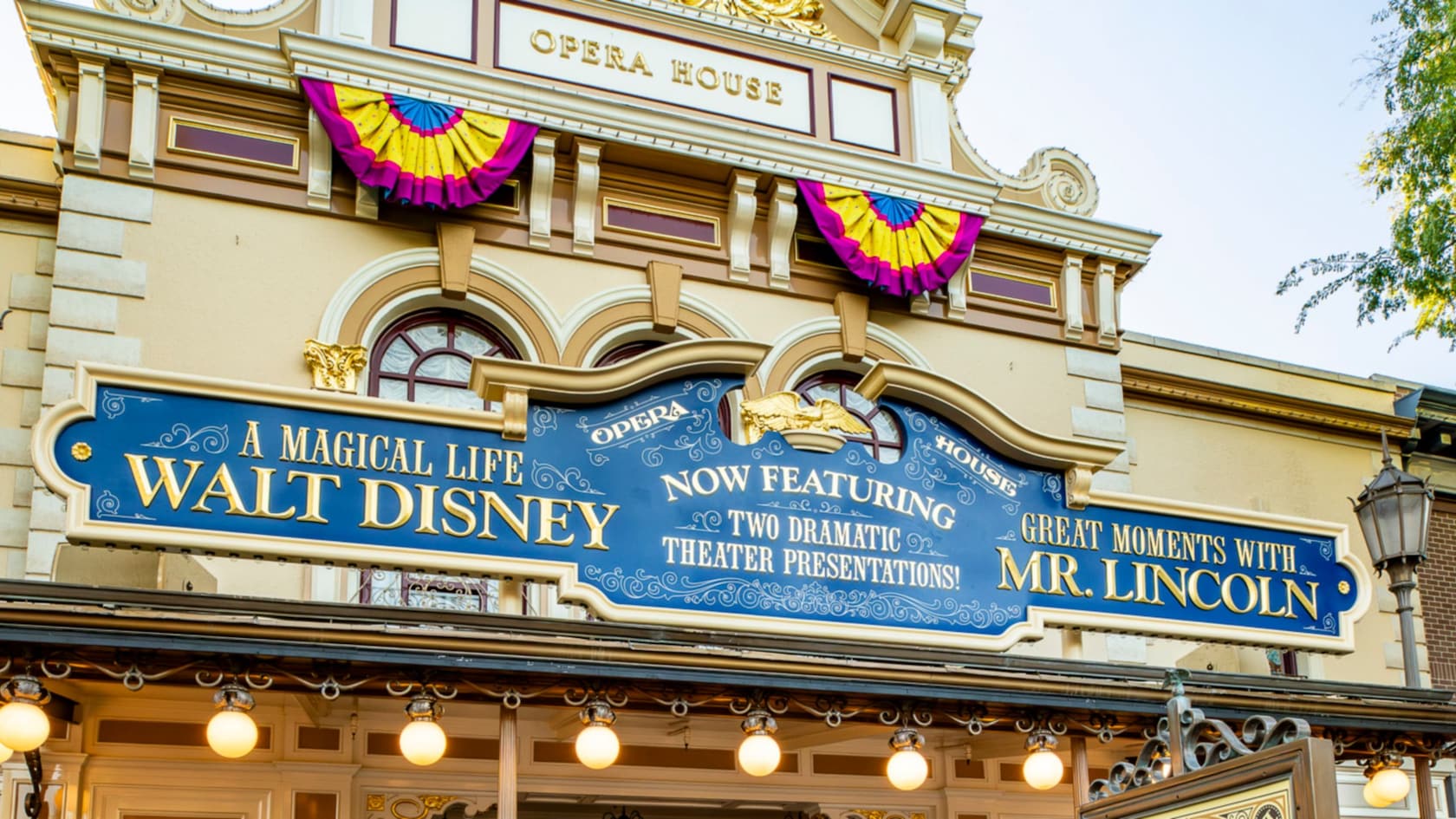 The façade and entrance of the Opera House on Main Street, USA at Disneyland Park