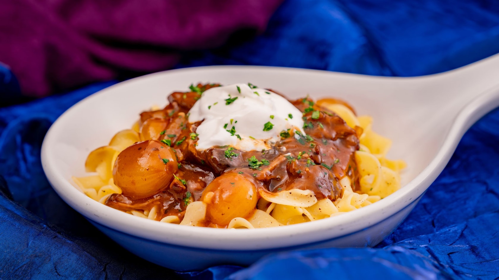 A plate of Beef Stroganoff from Carnation Cafe at Disneyland park