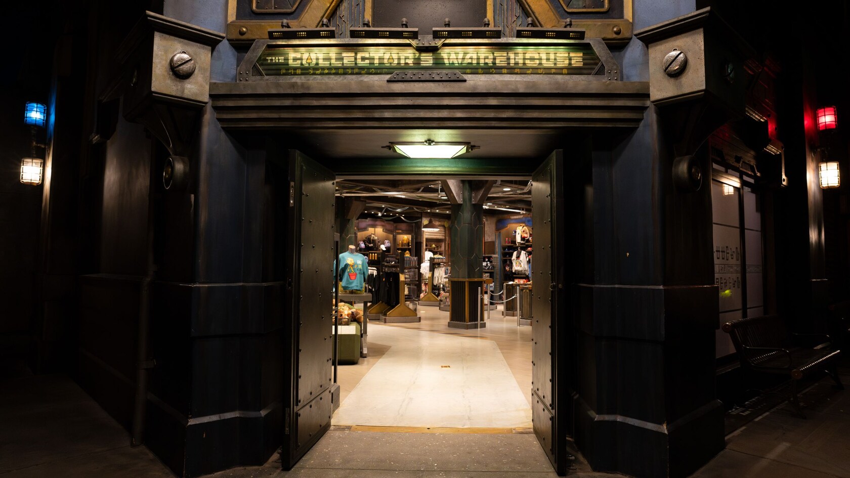 The main entrance to The Collector's Warehouse at Disney California Adventure Park