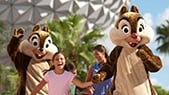 Chip n' Dale and friends in front of Epcot Center in Orlando, Florida