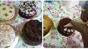 4 round, decorated cakes