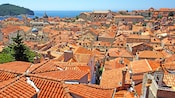 The tile rooftops of the medieval coastal city of Dubrovnik