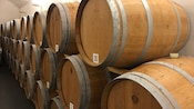 An aging cellar filled with wooden casks