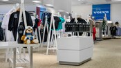 A gift shop featuring plush, apparel and stainless steel water bottles with the Volvo logo