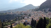 A European village terraced into a mountainside