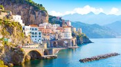The town of Sorrento perched atop coastal cliffs 