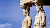 Statues of muses built into the ancient ruins of the Erechtheum
