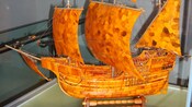 A wooden model ship
