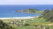 The lush land and coast line of Maloy in Norway