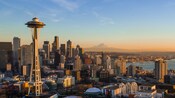 A view of the iconic tower that defines the skyline in Seattle, the Space Needle