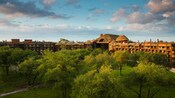 O Disney's Animal Kingdom Lodge com tema africano e a savana ao redor