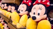 Minnie and Mickey plushies on shop shelves