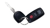 Car key and keyless entry remote on a key ring