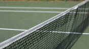 Close-up of a tennis court net
