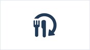 Icon depicts rotational dining with a fork, knife and a rounded arrow
