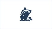 A Disney Cruise Line logo which is a ship with Mickeys silhouette on the front