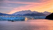 The Hubbard Glacier with snowcapped mountains in the background