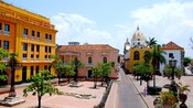 Colorful buildings in Old Town, Cartagena.