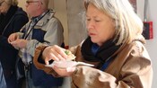 People eat small tacos