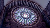 A stained-glass window inside St. Lawrence Cathedral