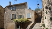 A stone street near stone buildings