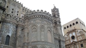 The exterior of the Cathedral of Monreal reveals a combination of Norman-French, Byzantine and Arab styles