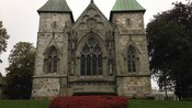 The stone Gothic exterior of Stavanger Cathedral