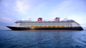 A Disney cruise ship sailing the open waters