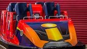 An Incredibles-themed roller coaster car for the Incredicoaster ride