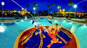 The Three Caballeros in pool at Disney's All-Star Music Resort